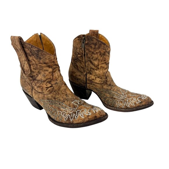 Size 7.5 Old Gringo Eagle Swarovski Crystals Snip Toe Ankle Cowboy Cowgirl Boots - Picture 2 of 14